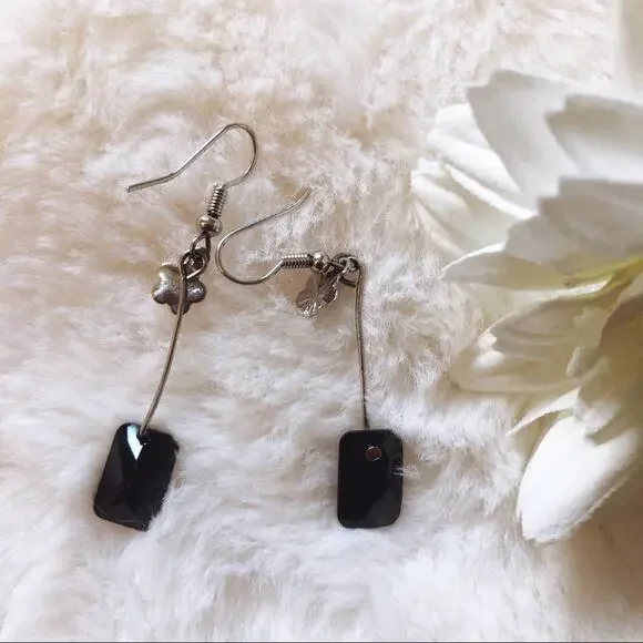 Silver Black Dazzle Earrings - Picture 9 of 10